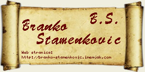 Branko Stamenković vizit kartica